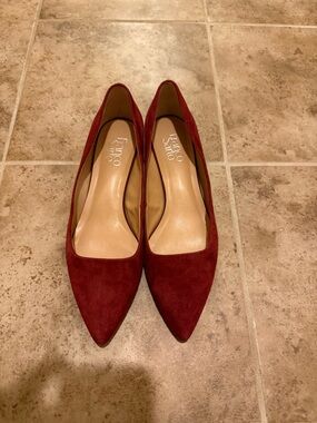 Franco Sarto Burgundy Suede Pointed Toe Pumps
